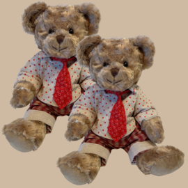 Teddybeer set met Hartjes Outfit voor Tweeling Jongen/Jongen