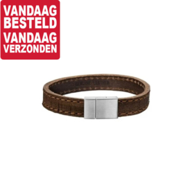 Bruin Lederen Armband voor Heren / Lengte 19cm