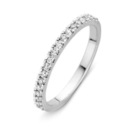 Excellent Jewelry Vlakke Slanke Witgouden Ring met Diamanten