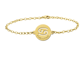 Gouden Armband met Ronde Kreeft Sterrenbeeld Naamhanger > Names4ever