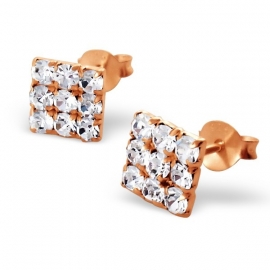 Zirkonia Square Studs CR2331 rosegoudkleurige coating