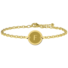 Names4ever Gouden Armband met Ronde Letterhanger