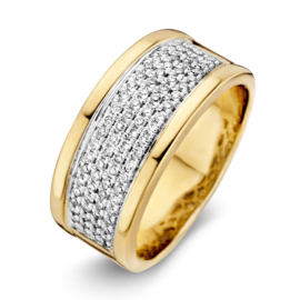 Excellent Jewelry Brede Geelgouden Ring met Brede Diamant Strook