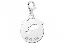 Names4ever Ronde Charm-Naambedel met Dolfijn ZNDB018