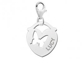 Names4ever Hart Charm-Naambedel met Vlinder ZNDB012