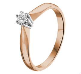 Bicolor Ring met Transparante Diamant