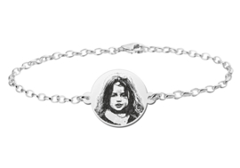 Zilveren Schakelarmband met Rond Fotogravure Plaatje