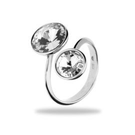 Piruli Zilveren Ring met Witte Glaskristallen
