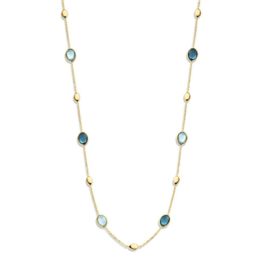 Excellent Jewelry Gouden Collier met Blauwe Edelstenen