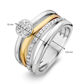 Excellent Jewelry Zilveren Ring met Gouden Strook en Zirkonia’s