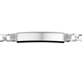 Figaro Plaat 8 mm Unisex Graveer Armband van Zilver 20 cm