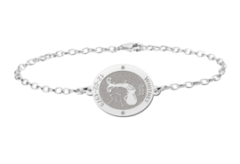 Zilveren Armband met Ovaalvormige Waterman Sterrenbeeld Naamhanger > Names4ever