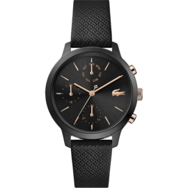 Black Friday Deals | Horloge met Zwarte Lederen Band van Lacoste