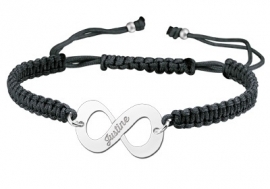 Zilveren Infinity Shamballa Armband ZNA06-zwart > Names4ever