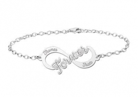 Names4ever Forever Infinity Armband van Zilver - Graveer Sieraad