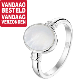 Dames Zegelring van Zilver met Parelmoer Steen / 16,5