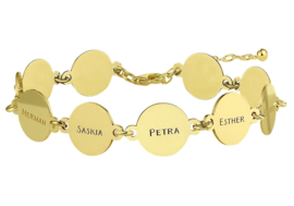 Names4ever Gouden Armband met Tien Rondjes met Naam GNA68