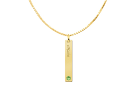 Gouden Bar Naamketting met Geboortesteen | Names4ever