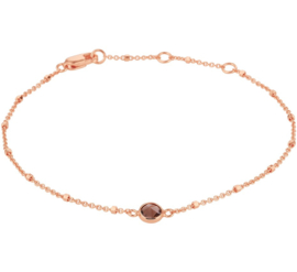 Roségoudkleurige Schakelarmband van Zilver met Rookkwarts Edelsteen