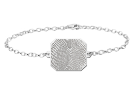 Zilveren Armband met Achthoekig Plaatje voor een Pootafdruk