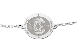 Zilveren Armband met Ovaalvormige Tweeling Sterrenbeeld Naamhanger > Names4ever