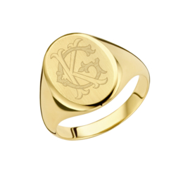 Ovaal Gouden Zegelring met Twee Monogrammen | Names4ever