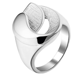 Zilveren Dames ring met Gescratcht Opengewerkt Kopstuk