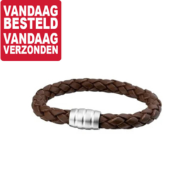 STRONG Bruin Leren Gevlochten Heren Armband