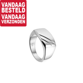 Zilveren Ring met Diagonale Lijnen / Maat 19