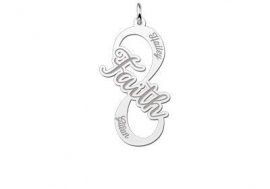 Names4ever Faith Infinity Hanger van Zilver - Graveer Sieraad