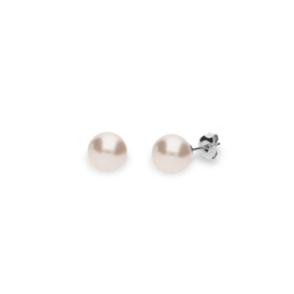 Spark Classic Pearl Studs Zilveren Oorstekers met Crème Roze Parel