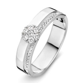 Excellent Jewelry Witgouden Ring met Glinsterende Diamanten