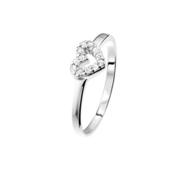 Ring van Zilver met Zirkonia's Hart / 16,5mm