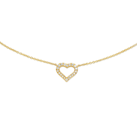 Gouden Anker Collier met Geelgouden Harthanger met Diamant 0.09ct