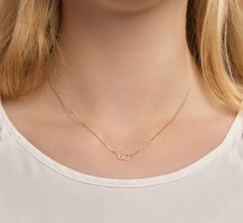 Geelgouden Schakelcollier met Infinity Plaatje