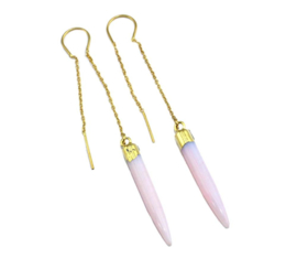 Oorhangers met Schakelketting en Roze Opalite Edelstenen