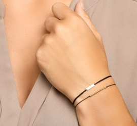 Zwarte Koord Armband met Gouden Bolletjes