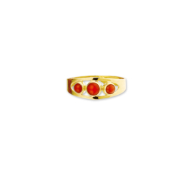 Elegante Vintage Ring met Bloedkoraal Steentjes
