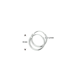 Witgouden Oorringen 1,3 mm Ronde Buis | 13 mm