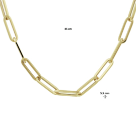 Chunky Ketting | 14K Geelgouden Collier met Paperclip Schakels