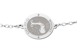 Zilveren Armband met Ovaalvormige Waterman Sterrenbeeld Naamhanger > Names4ever