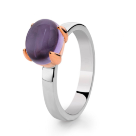 Excellent Jewelry Zilveren Ring met Roségoud en Amethist