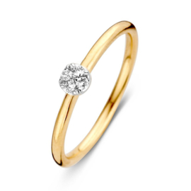 Excellent Jewelry Geelgouden Bolstaande Ring met 0,06 crt. Diamant