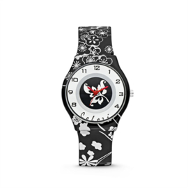 Zwart Kids Horloge met Witte Bloemen van Colori Junior