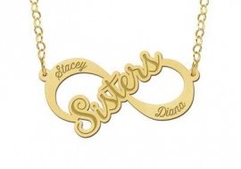 Names4ever Sisters Infinity Ketting van Goud - Graveer Sieraad