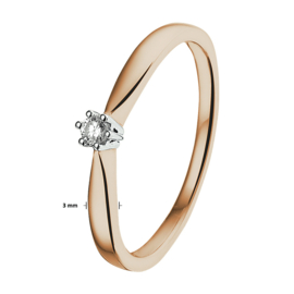 Slanke Bicolor Ring met Transparante Diamant