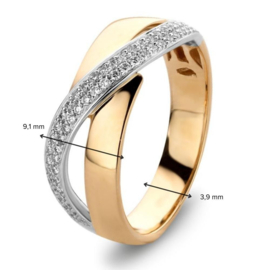 Excellent Jewelry Bicolor Ring met Overlappende Witgouden Strook