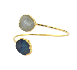 Bangle met Quartz en Blauwe Geode Druzy Edelstenen van Sujasa