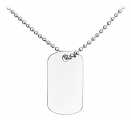 Basic Dog Tag Collier met Dog Tag Hanger - Graveer Hanger | Geboortebloem