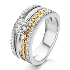 Excellent Jewelry Zilver met Geelgouden Ring en Zirkonia’s voor Dames